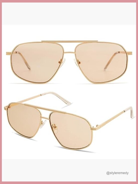 Retro Hexagon Aviator Sunglasses Metal Frames UV400 Protection main image 4